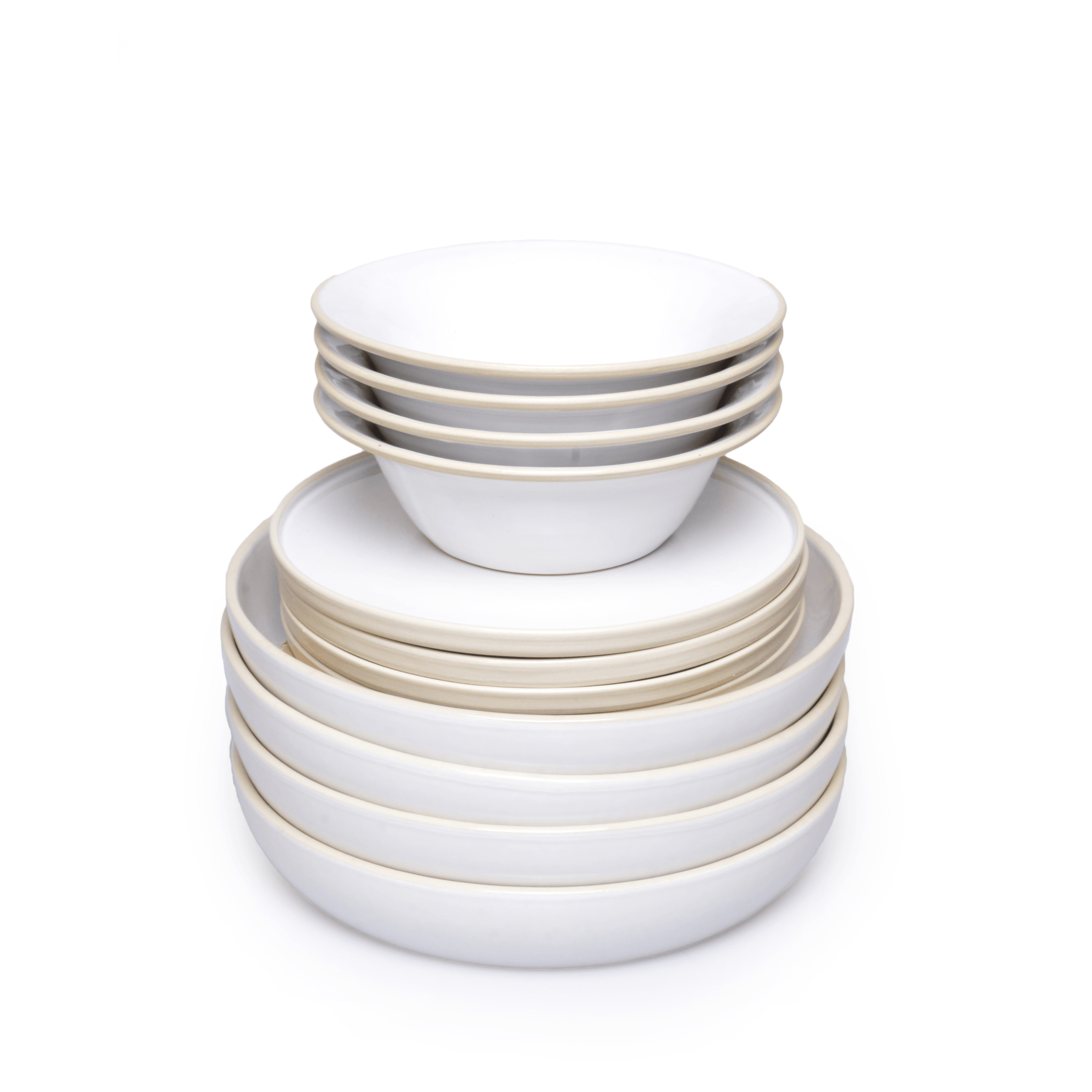Premium Tavs White with Barley Edge 12 Piece Stoneware Dinner Set Bespoke 77