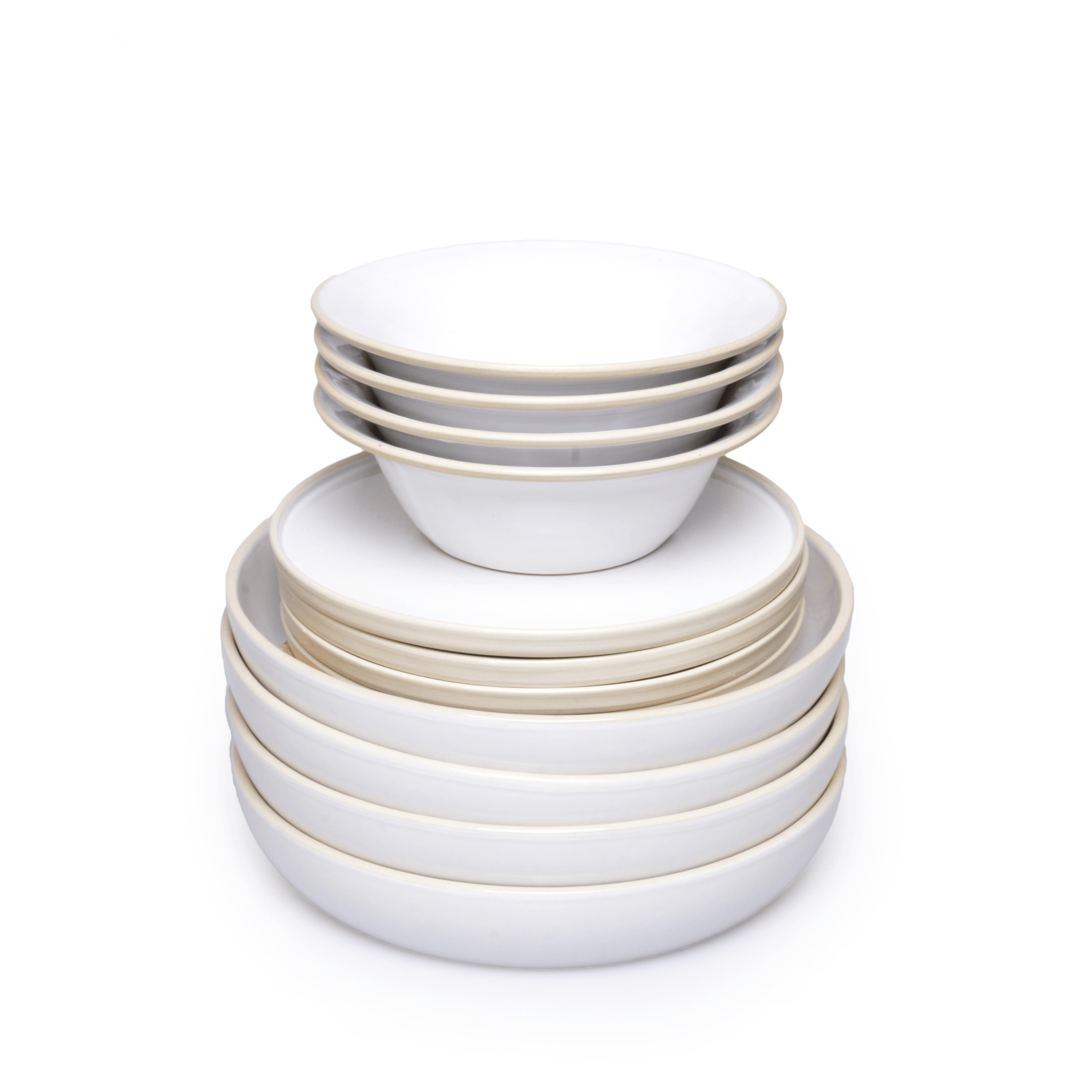 Premium Tavs White with Barley Edge 12 Piece Stoneware Dinner Set - BESPOKE77