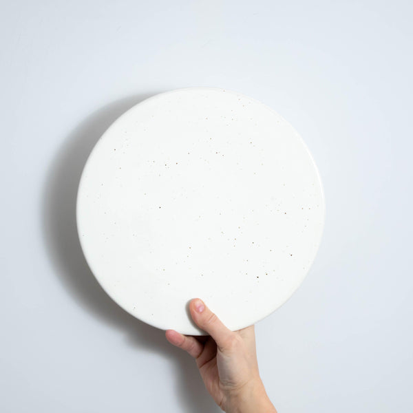Vanilla Speckled Stoneware Cloche Round Plate 27cm Dia 