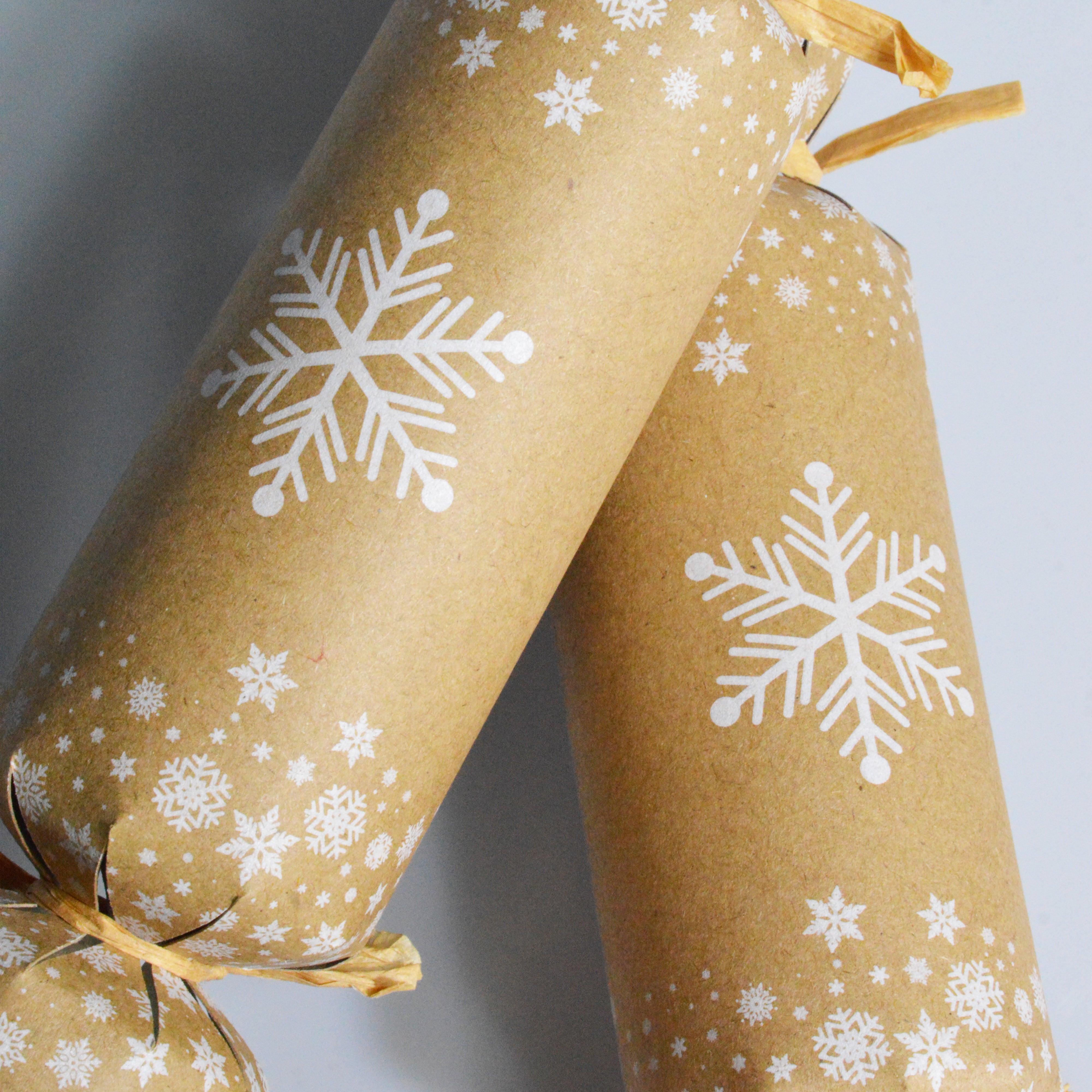 Plastic Free/Eco Friendly Deluxe Snowflake Eco- Friendly Kraft Christmas Crackers 12 Inch - BESPOKE77