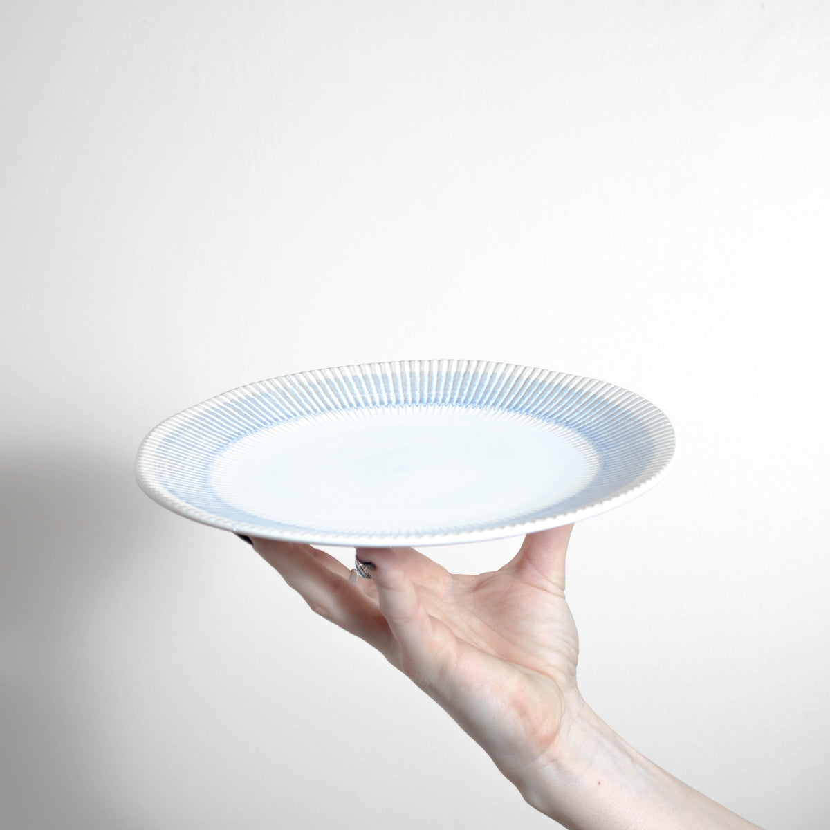 Aqua Ribbed Rim Stoneware Plate 23cm - BESPOKE77