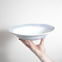 Aqua Ribbed Rim Stoneware Bowl 26cm - BESPOKE77