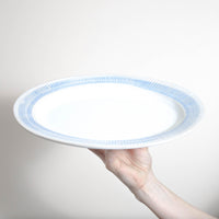 Aqua Ribbed Rim Stoneware Oval Plate - 32 x 26cm - BESPOKE77