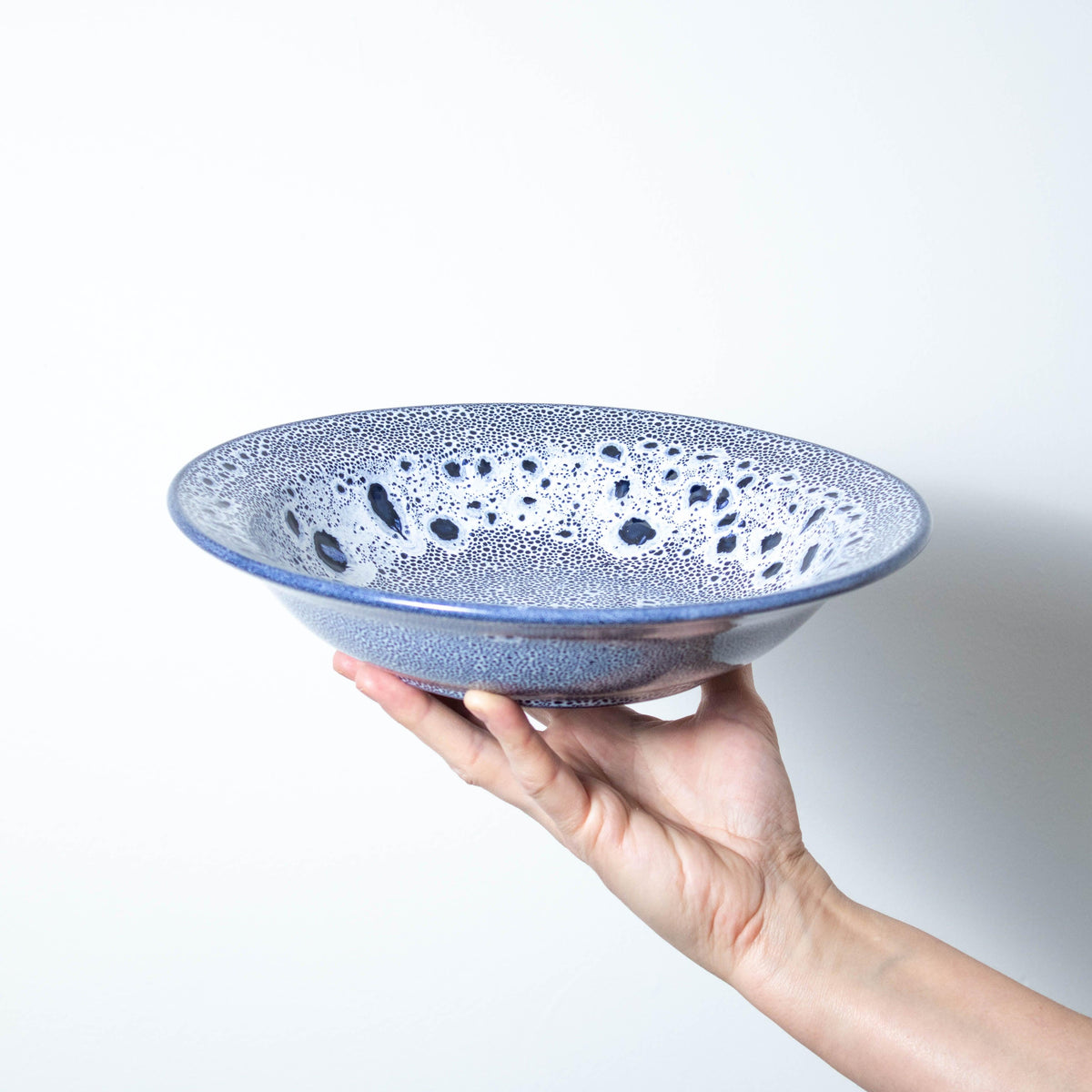 Speckled Sapphire Blue Stoneware 26cm Pasta Bowl With Rim - BESPOKE77