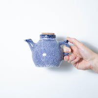 Speckled Sapphire Blue Stoneware 400ml Teapot With Cork Lid - BESPOKE77