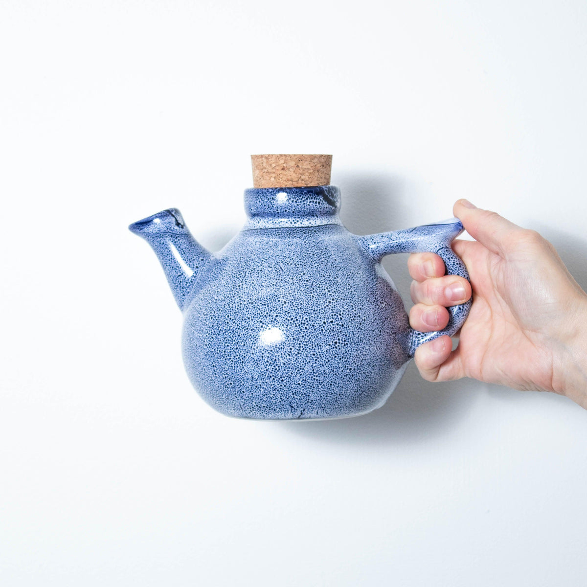 Speckled Sapphire Blue Stoneware 850ml Teapot With Cork Lid - BESPOKE77