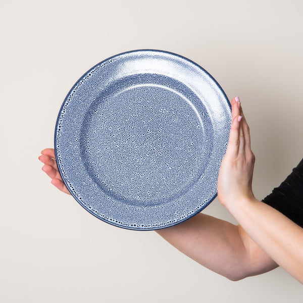 Speckled Sapphire Blue Stoneware 30.5cm Large Mains Plate With Rim - BESPOKE77