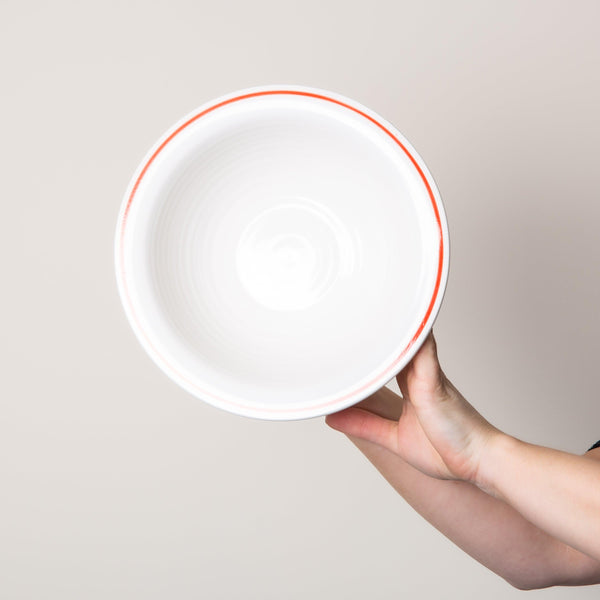 White Stoneware with Coloured Rim 24.5cm Pasta Bowl - BESPOKE77