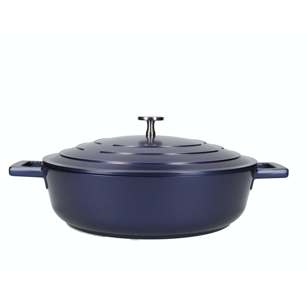 Metallic Blue Casserole Dish With Lid - Shallow 4 Litre - BESPOKE77