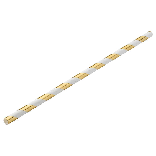 Paper Gold Stripe Straw 8" (20cm) - BESPOKE77