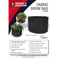 Spear and Jackson - 37 Litre Grow Bag, Re-useable, Breathable fabric, speeds up growing time