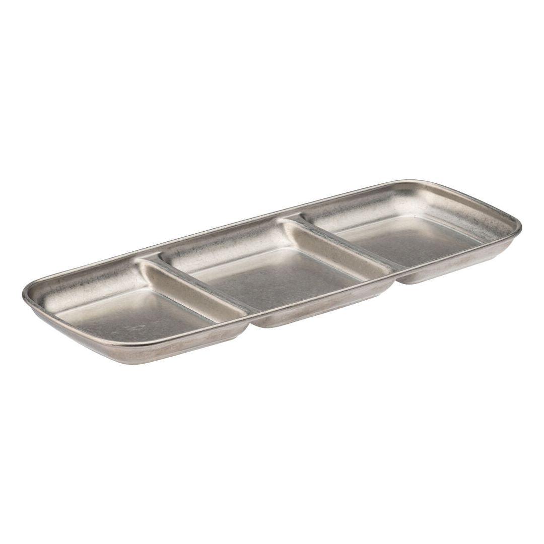 Artemis Vintage Stainless Steel Triple Dip Tray 9x3.5" (22.5x9cm) - BESPOKE77