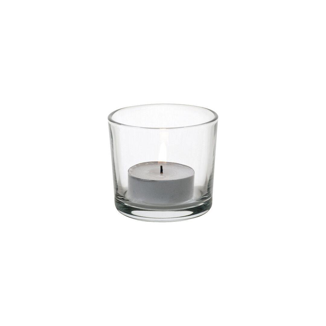 A Utopia Alanya Glass Nightlight Candle holder, dishwasher safe, showcased on a white background.